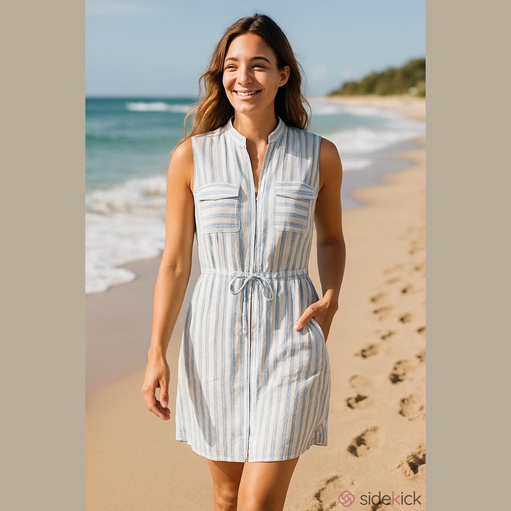 Vintage 100% Cotton Shirt Dress Midi Button Up Vintage EUC
